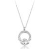 Silver Claddagh Pendant decorated with CZ in precision set stone setting.
