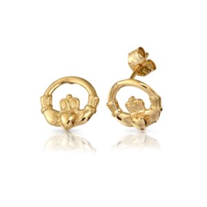 9ct Gold Claddagh Earrings-EL1