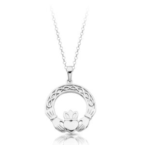 Silver Celtic Claddagh Pendant with Chain-SP025