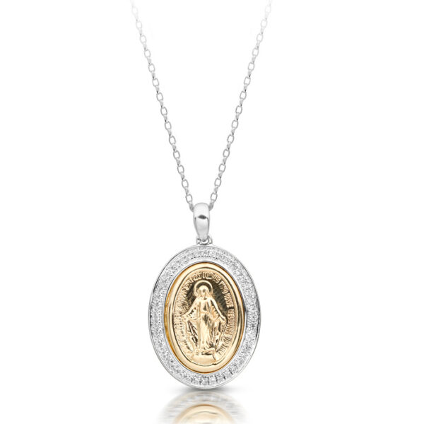 Miraculous Medal surround and studded with Micro Pavé stone setting - M1W