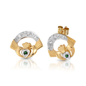 Gold Claddagh Earrings-CLECZG