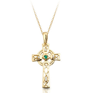 CZ Emerald Celtic Cross-C138G