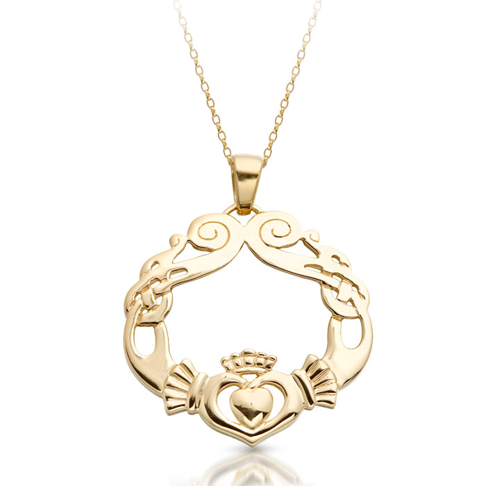Claddagh Pendant with Celtic Pattern 