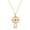 9ct Gold CZ Celtic Cross Pendant-C141