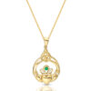 9ct Gold CZ Claddagh Pendant-P062