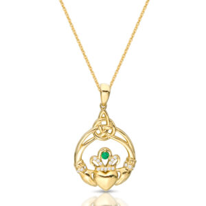 9ct Gold Claddagh Pendant-P062