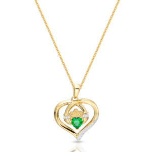 9ct Gold Heart Shape Claddagh Pendant-P064